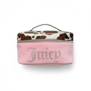 Trendy viral Juicy Couture Pink make up case with leopard top